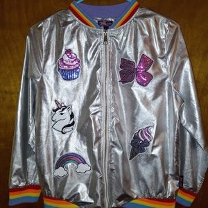 Jojo's Closet Silver Bomber Jacket Size 14/16